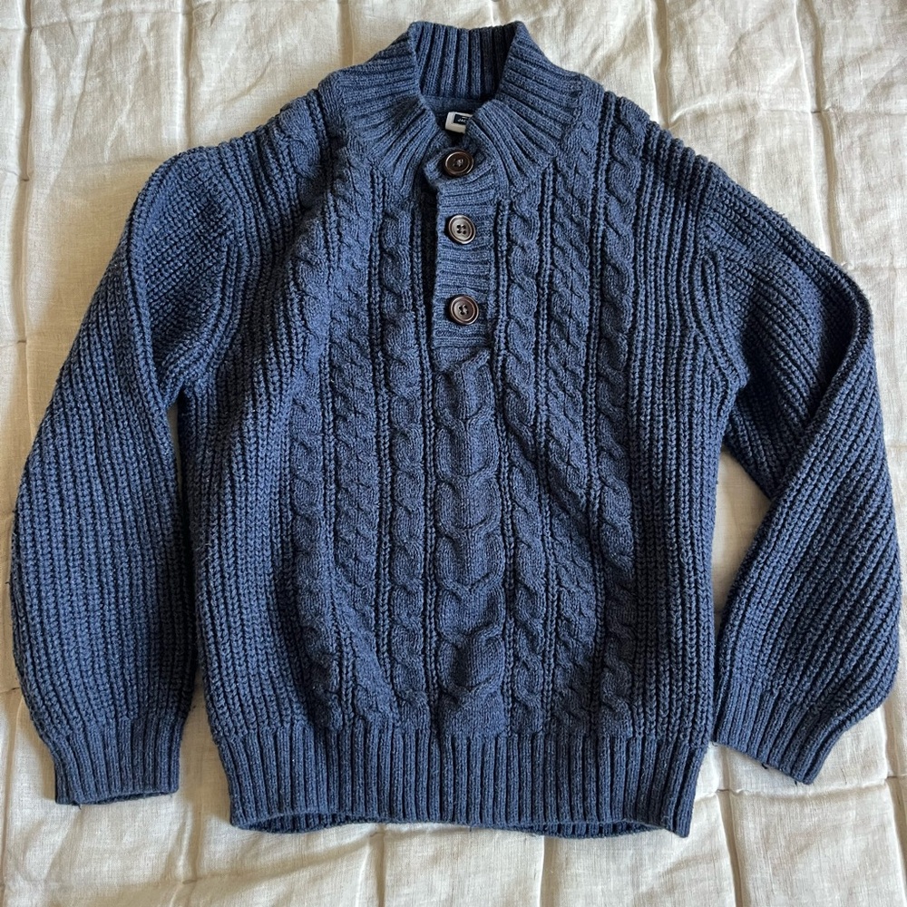 Janie and Jack Blue Cable Knit Crewneck Sweater